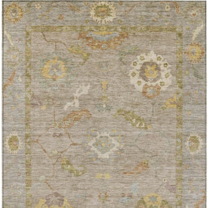 HomeRoots 5' X 8' Khaki & Gold Floral Medallion Area Rug - Stylish, Washable Indoor/Outdoor Design for All Spaces 639474