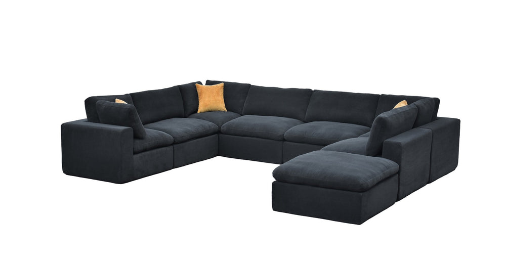 English Elm Coffee Bean Textured Modular Sectional Sofa Low Profile Living Room Contemporary Dark Gray B2748S00083