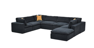 English Elm Coffee Bean Textured Modular Sectional Sofa Low Profile Living Room Contemporary Dark Gray B2748S00083