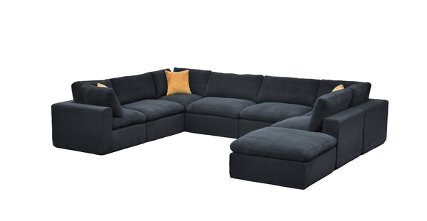 English Elm Coffee Bean Textured Modular Sectional Sofa Low Profile Living Room Contemporary Dark Gray B2748S00083
