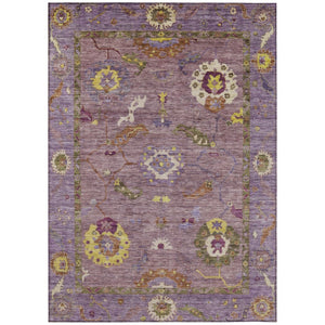 HomeRoots 5' X 8' Elegant Merlot Plum & Gold Floral Medallion Area Rug - Washable for Indoor/Outdoor Use! 639480