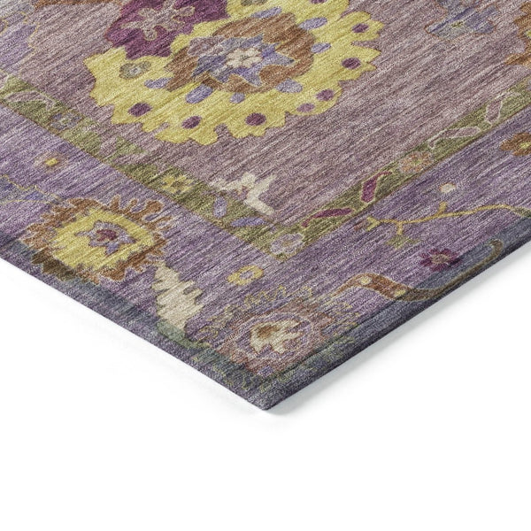 HomeRoots 5' X 8' Elegant Merlot Plum & Gold Floral Medallion Area Rug - Washable for Indoor/Outdoor Use! 639480