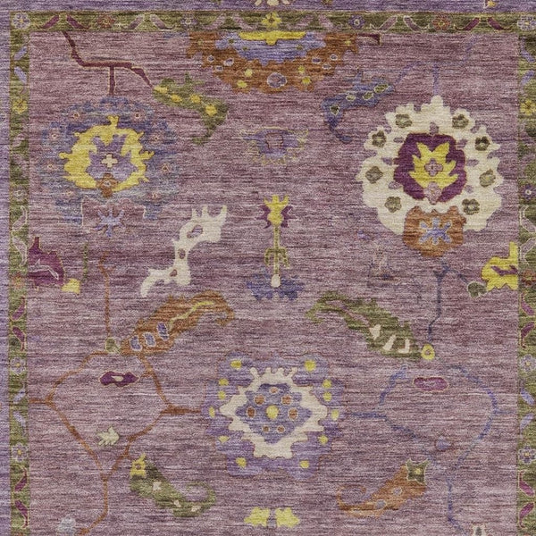 HomeRoots 5' X 8' Elegant Merlot Plum & Gold Floral Medallion Area Rug - Washable for Indoor/Outdoor Use! 639480