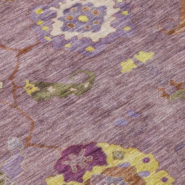 HomeRoots 5' X 8' Elegant Merlot Plum & Gold Floral Medallion Area Rug - Washable for Indoor/Outdoor Use! 639480