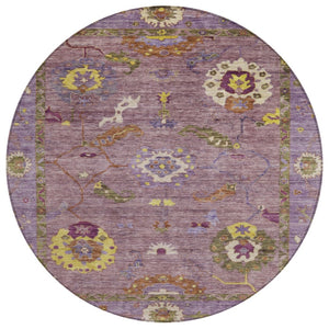 HomeRoots 8' Merlot Plum and Gold Floral Medallion Rug - Washable Indoor/Outdoor Area Rug for Any Space 639481