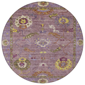 HomeRoots 8' Merlot Plum and Gold Floral Medallion Rug - Washable Indoor/Outdoor Area Rug for Any Space 639481