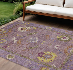 HomeRoots 9' X 12' Elegant Floral Medallion Area Rug in Merlot, Plum & Gold – Durable, Washable, Indoor/Outdoor Use 639483