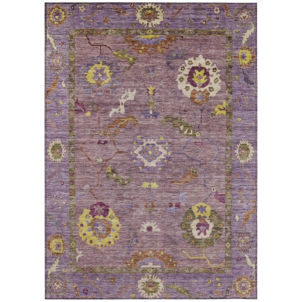 HomeRoots 9' X 12' Elegant Floral Medallion Area Rug in Merlot, Plum & Gold – Durable, Washable, Indoor/Outdoor Use 639483