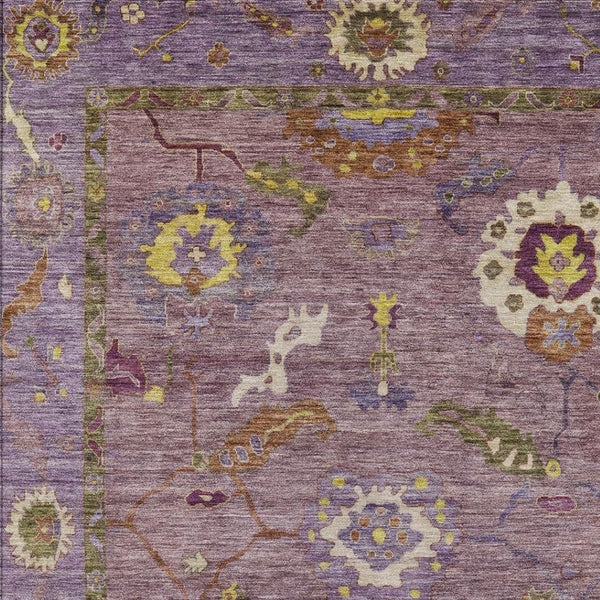 HomeRoots 9' X 12' Elegant Floral Medallion Area Rug in Merlot, Plum & Gold – Durable, Washable, Indoor/Outdoor Use 639483