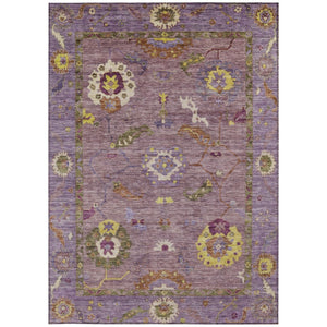 HomeRoots 10' X 14' Washable Area Rug in Merlot Plum & Gold Floral Medallion - Durable for Indoor/Outdoor Use 639484