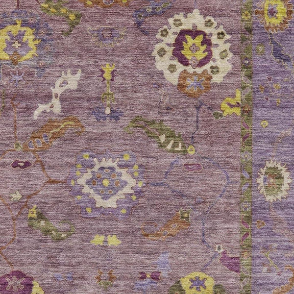 HomeRoots 10' X 14' Washable Area Rug in Merlot Plum & Gold Floral Medallion - Durable for Indoor/Outdoor Use 639484