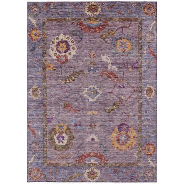 HomeRoots 5' Elegant Plum Gold Red Floral Medallion Area Rug - Washable Indoor/Outdoor, Durable & Stylish! 639486