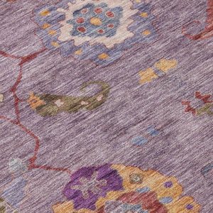 HomeRoots 5' Elegant Plum Gold Red Floral Medallion Area Rug - Washable Indoor/Outdoor, Durable & Stylish! 639486