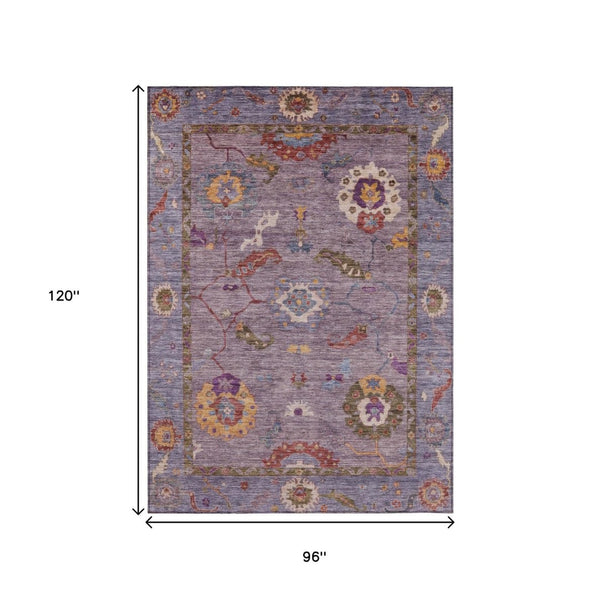 HomeRoots 8' X 10' Washable Floral Medallion Area Rug in Plum, Gold & Red – Ideal for Indoor & Outdoor Use 639488