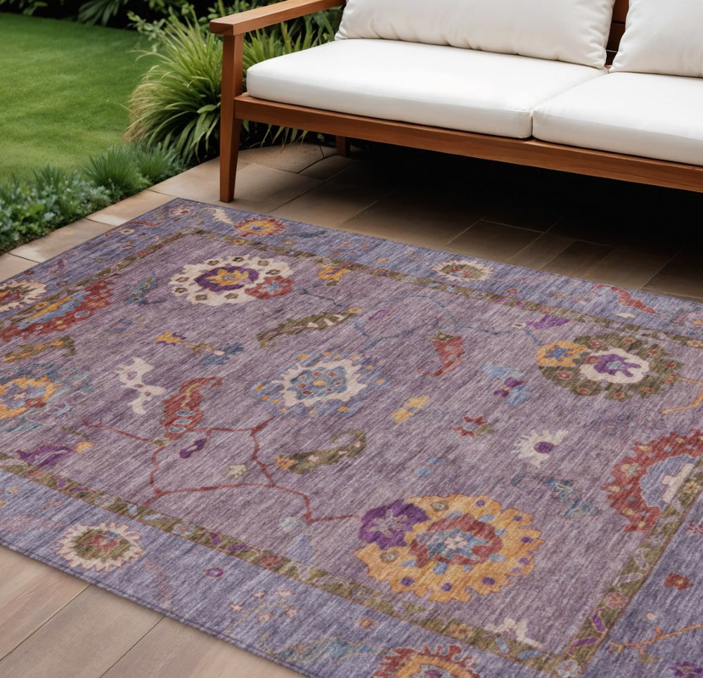 HomeRoots 9' X 12' Floral Medallion Area Rug in Plum, Gold & Red – Stylish, Washable & Durable for Indoors & Outdoors 639489