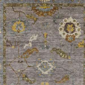 HomeRoots 9' X 12' Elegant Pewter Gray & Gold Floral Medallion Rug - Washable for Indoor/Outdoor Use! 639495