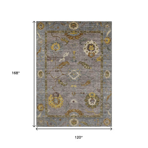 HomeRoots 10' X 14' Pewter Gray & Gold Floral Medallion Rug - Washable, Durable, Indoor/Outdoor Perfection! 639496