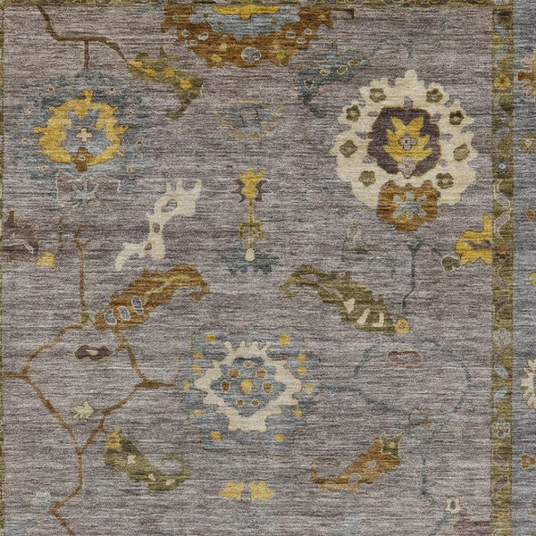 HomeRoots 10' X 14' Pewter Gray & Gold Floral Medallion Rug - Washable, Durable, Indoor/Outdoor Perfection! 639496