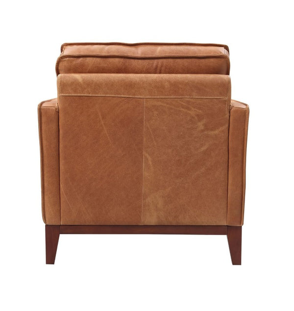 VIG Furniture Naylor Cognac Italian Split-Grain Leather Chair — Modern Accent Seat With High-Density Foam Comfort VGCA6394-BRN-CH
