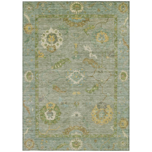 HomeRoots 8' X 10' Sage and Gold Floral Medallion Rug - Stylish, Durable, Washable for Indoor & Outdoor Use! 639500