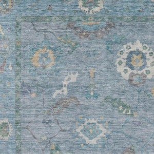 HomeRoots 8' X 10' Sky Blue & Ivory Floral Medallion Rug - Stylish, Washable, Durable for Indoor/Outdoor Use 639506