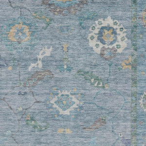 HomeRoots 10' Sky Blue and Ivory Floral Medallion Area Rug - Durable, Washable for Indoor & Outdoor Spaces 639508