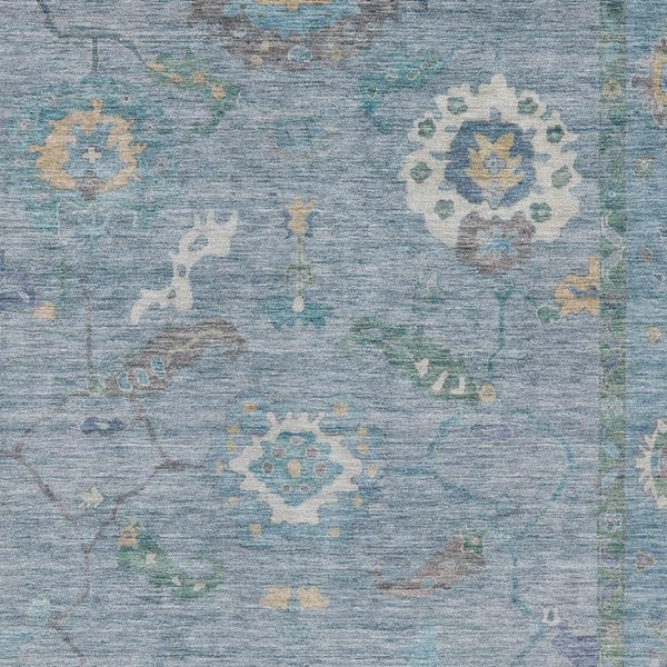 HomeRoots 10' Sky Blue and Ivory Floral Medallion Area Rug - Durable, Washable for Indoor & Outdoor Spaces 639508