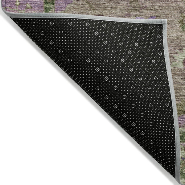 HomeRoots 5' X 8' Floral Medallion Area Rug - Brown, Lavender & Ivory - Washable for Indoor & Outdoor Use! 639510