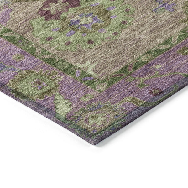 HomeRoots 5' X 8' Floral Medallion Area Rug - Brown, Lavender & Ivory - Washable for Indoor & Outdoor Use! 639510