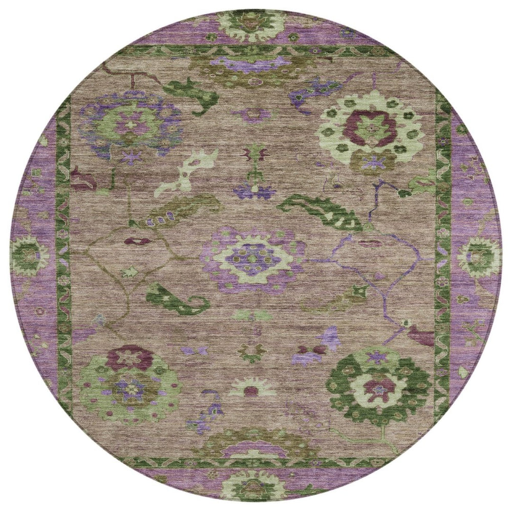 HomeRoots 8' Brown Floral Medallion Indoor/Outdoor Area Rug - Stain-Resistant, Washable, Durable & Stylish 639511