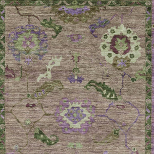 HomeRoots 8' X 10' Floral Medallion Area Rug in Brown, Lavender & Ivory - Durable, Washable for Indoor/Outdoor Use 639512