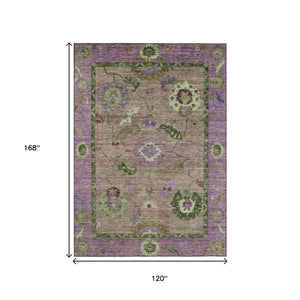 HomeRoots 10' Elegant Brown Lavender Floral Medallion Rug - Durable, Washable Indoor/Outdoor Design for Style & Comfort 639514