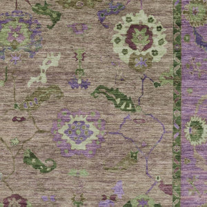 HomeRoots 10' Elegant Brown Lavender Floral Medallion Rug - Durable, Washable Indoor/Outdoor Design for Style & Comfort 639514