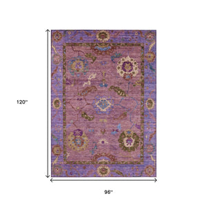 HomeRoots 8' X 10' Vibrant Pink Purple Gold Floral Medallion Area Rug - Washable, Durable & Stylish for All Spaces 639524