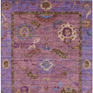 HomeRoots 8' X 10' Vibrant Pink Purple Gold Floral Medallion Area Rug - Washable, Durable & Stylish for All Spaces 639524
