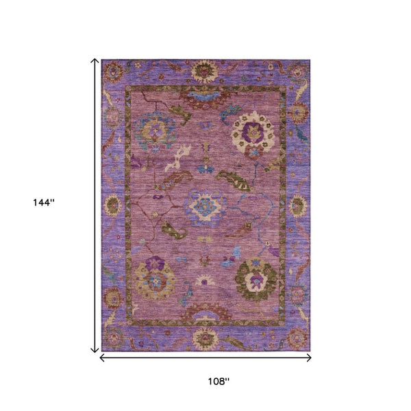 HomeRoots 9' Vibrant Pink Purple Gold Floral Medallion Area Rug – Washable Indoor/Outdoor, Durable & Stylish! 639525
