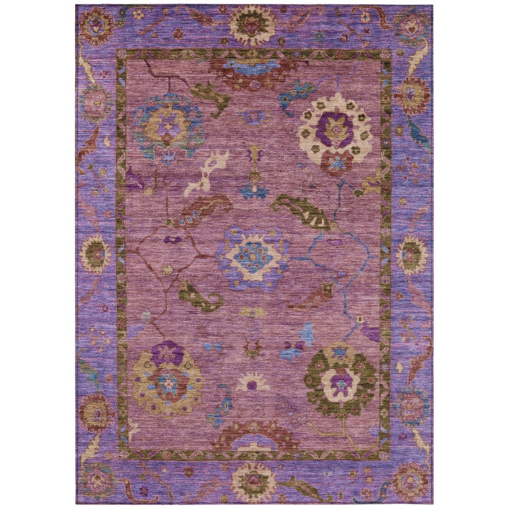 HomeRoots 9' Vibrant Pink Purple Gold Floral Medallion Area Rug – Washable Indoor/Outdoor, Durable & Stylish! 639525