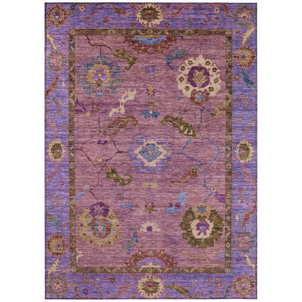 HomeRoots 9' Vibrant Pink Purple Gold Floral Medallion Area Rug – Washable Indoor/Outdoor, Durable & Stylish! 639525