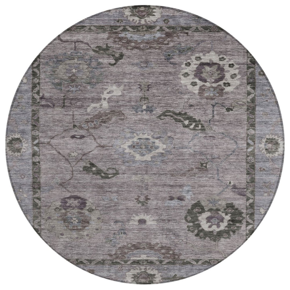 HomeRoots 8' Elegant Pewter Gray Floral Medallion Area Rug - Durable, Washable, Indoor/Outdoor Style Solution 639529