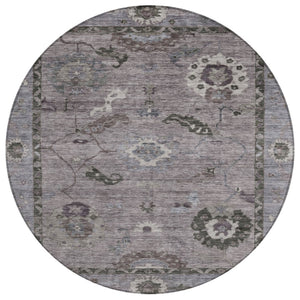 HomeRoots 8' Elegant Pewter Gray Floral Medallion Area Rug - Durable, Washable, Indoor/Outdoor Style Solution 639529