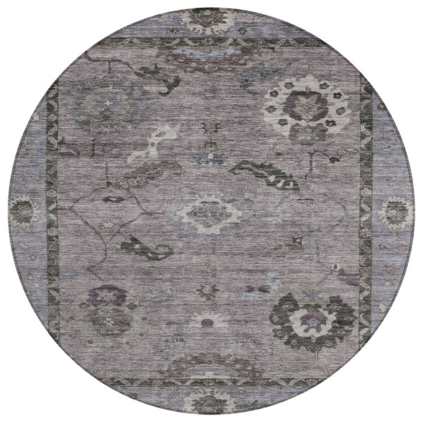 HomeRoots 8' Elegant Pewter Gray Floral Medallion Area Rug - Durable, Washable, Indoor/Outdoor Style Solution 639529