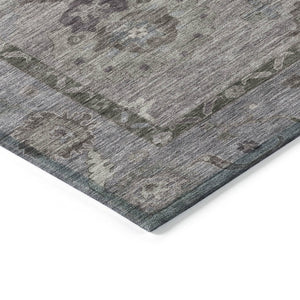 HomeRoots 8' Elegant Pewter Gray Floral Medallion Area Rug - Durable, Washable, Indoor/Outdoor Style Solution 639529