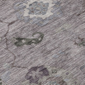 HomeRoots 8' Elegant Pewter Gray Floral Medallion Area Rug - Durable, Washable, Indoor/Outdoor Style Solution 639529