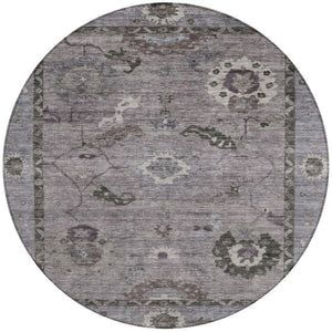HomeRoots 8' Elegant Pewter Gray Floral Medallion Area Rug - Durable, Washable, Indoor/Outdoor Style Solution 639529