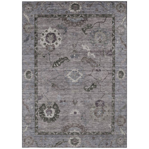 HomeRoots 8' X 10' Floral Medallion Area Rug in Pewter Gray & Silver – Washable, Durable for Indoor/Outdoor Use 639530