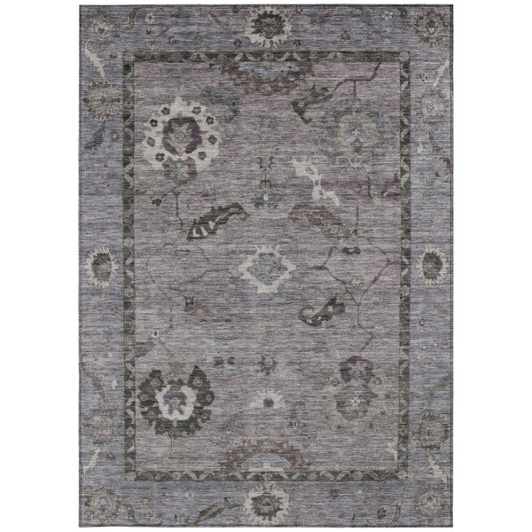 HomeRoots 8' X 10' Floral Medallion Area Rug in Pewter Gray & Silver – Washable, Durable for Indoor/Outdoor Use 639530