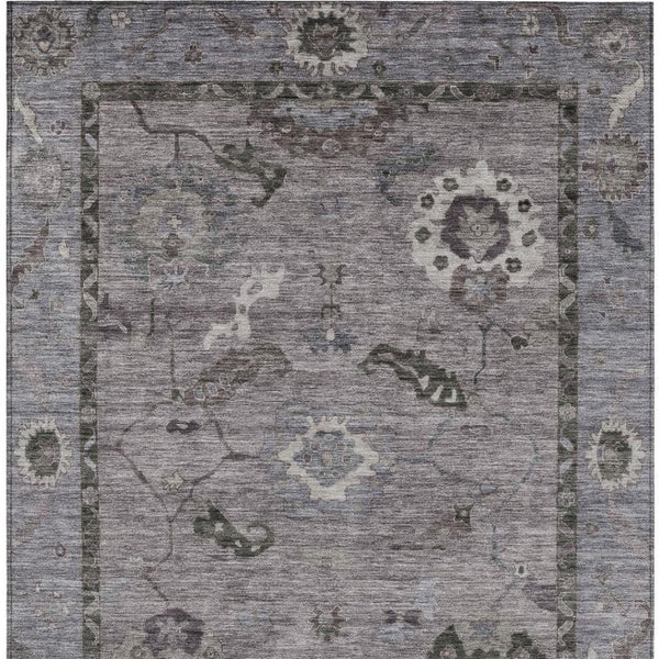 HomeRoots 8' X 10' Floral Medallion Area Rug in Pewter Gray & Silver – Washable, Durable for Indoor/Outdoor Use 639530