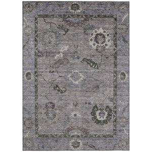 HomeRoots 10' Elegant Pewter Gray & Silver Floral Medallion Area Rug - Washable, Durable for Indoor/Outdoor Use 639532