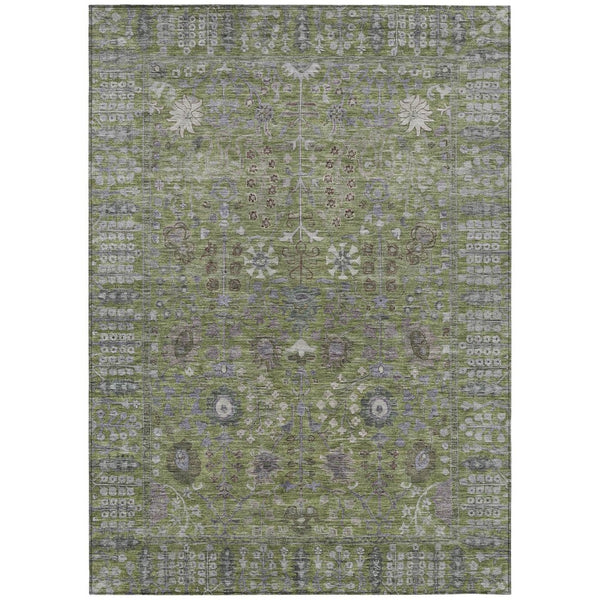 HomeRoots 9' X 12' Elegant Artichoke Green Floral Washable Indoor/Outdoor Area Rug for High-Traffic Spaces 639537