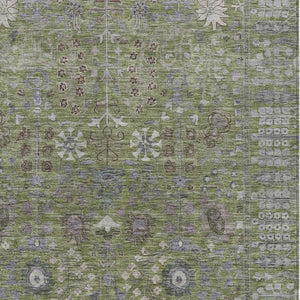 HomeRoots 9' X 12' Elegant Artichoke Green Floral Washable Indoor/Outdoor Area Rug for High-Traffic Spaces 639537